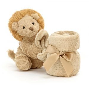 A cute fuddlewuddle lion soother for babies.
