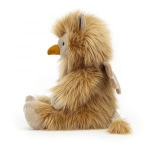 Gus Gryphon is a lovely furry mythical creature from Jellycat. A light brown fluffy furred animal with cute ears and tail and velvet soft wings.