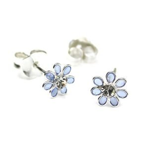 A sweet pair of blue tiny enamel flower studs.