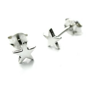 A pair of sterling silver star studs.