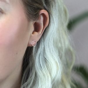 A stunning pair of silver wire heart studs