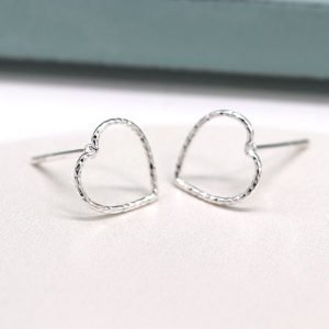 A stunning pair of silver wire heart studs