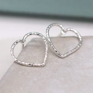 A stunning pair of silver wire heart studs