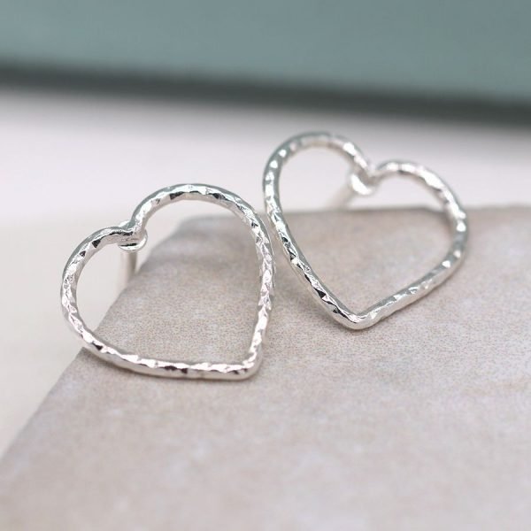 A stunning pair of silver wire heart studs