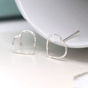 A stunning pair of silver wire heart studs