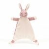 A velvet soft soother bunny toy with thick corduroy body