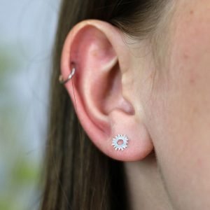 Sterling silver sunburst stud earrings