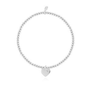 A silver plated stretch bracelet with a lovely silver plated heart charm on it. The bracelet is packaged in Christmas Cracker packaging with gold ribbons at either end.