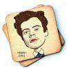 A wooden coaster from Wotmalike with a characterised image of pop star Harry Styles.