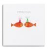 A fun birthday card with two gold fish in party hats and the words birthday fishes