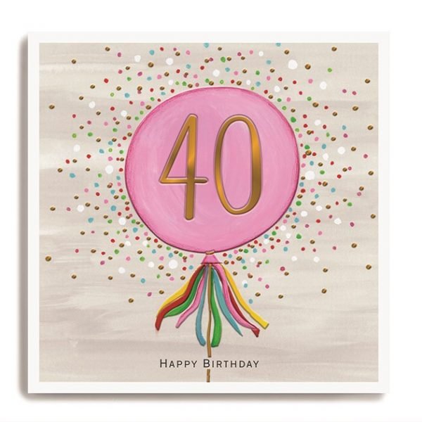 Pink Balloon 40th Birthday Card from The Dotty House