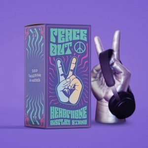 A brilliant ornamental stand that has been moulded in the shape of the Peace sign. The hand is realistic but has been painted with a silver effect.