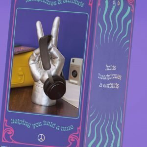 A brilliant ornamental stand that has been moulded in the shape of the Peace sign. The hand is realistic but has been painted with a silver effect.