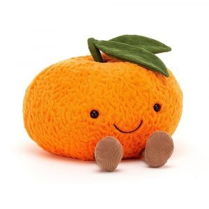 Jellycat Amuseable Clementine. A soft toy clementine fruit with a cute face and dangly legs