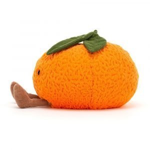 Jellycat Amuseable Clementine. A soft toy clementine fruit with a cute face and dangly legs