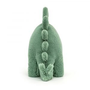 A gorgeous green cuddly Fossilly Stegosaurus toy from Jellycat. With soft velvety fur and squidgy body.