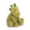 A cute green cuddly Fuddlewuddle Dinosaur with short soft fur and cuddly body.
