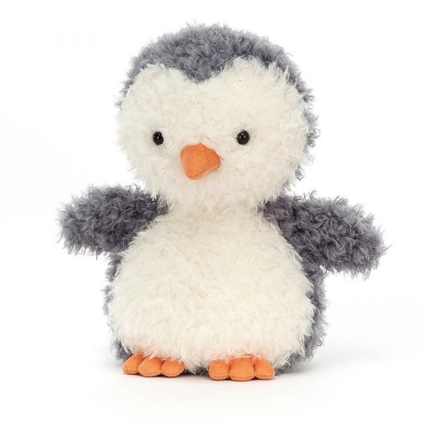 Jellycat Little Penguin. A penguin chick soft toy with soft bobbly fur little flappy wings and a velvet orange beak. So cute