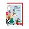 A lovely Merry Christmas Lovely Niece card with an image of a sausage dog next to a sleigh piled with presents.
