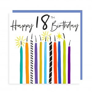A lovely 18th Birthday card with an image of lots of candles on it and the words Happy 18th Birthday