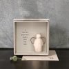 A sweet little wooden Guardian Angel Keepsake that is presented in a little cardboard box with the words A Guardian Angel Just for You printed on it.