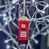 A ceramic postbox hanging decoration. With a snow covered top and Santa's post onthe front