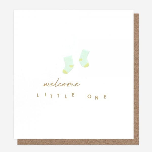 Blue Socks Welcome Little One Card