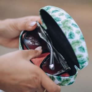 A hard glasses case big enough to hold sunglasses. A choice of patterns. Supplied with a microfibre cleaning cloth