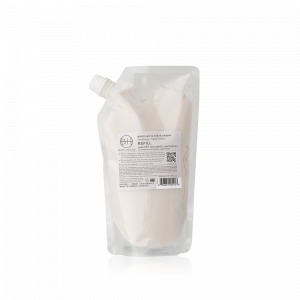 A refill pouch of Patchouli and Black pepper hand lotion from Bath House