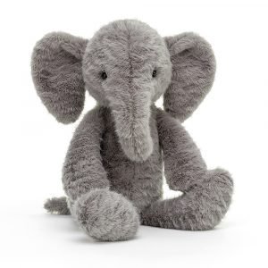 Jellycat elephant soft toy with grey soft ruffled fur