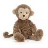 Jellycat monkey soft toy with toffee brown ruffled fur and a caramel cute face