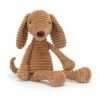 Jellycat Ribble Dog cuddly toy with ginger ribbed fur