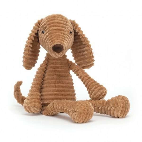 Jellycat Ribble Dog cuddly toy with ginger ribbed fur