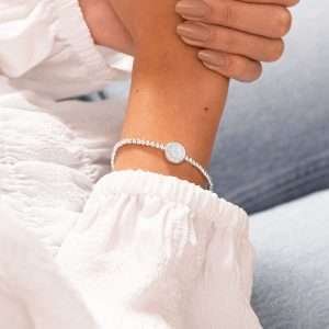 A Little First My Mum Forever My Friend Joma Bracelet. A silver plated bracelet with a round charm engraved with