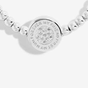 A Little First My Mum Forever My Friend Joma Bracelet. A silver plated bracelet with a round charm engraved with 
