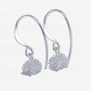 A beautiful pair of sterling silver hook earrings with gorgeous silver hedgehog design.