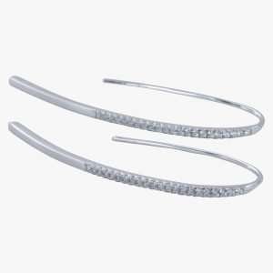 A beautiful pair of long line sterling silver hook earrings with a lovely cubic zirconia stone effect.