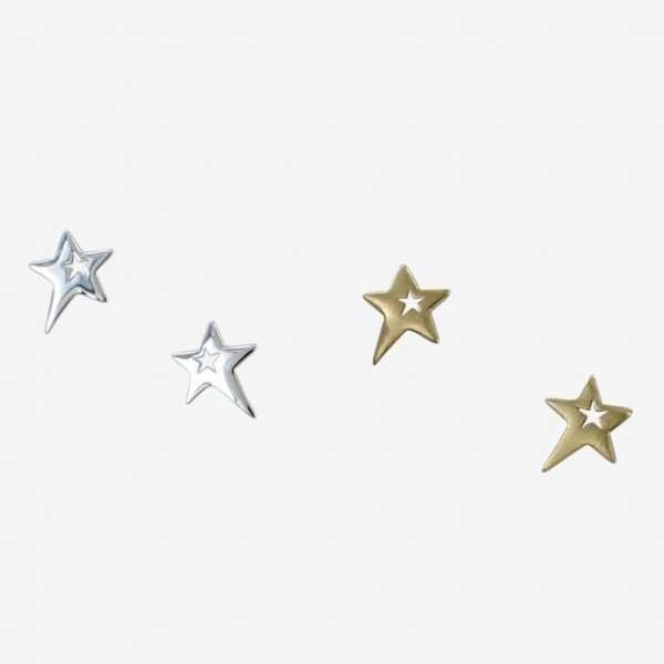 A gorgeous pair of sterling silver star stud earrings with a cubic zirconia stone in the centre of them.
