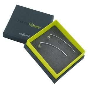 A lovely pair of sterling silver long back earrings. The llong post hooks through the ear and is stopped by the little star on the end of the post.