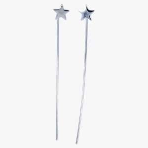 A lovely pair of sterling silver long back earrings. The llong post hooks through the ear and is stopped by the little star on the end of the post.