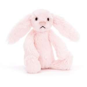 A sweet bashful pale pink tiny bunny from Jellycat. With long floppy ears, a cute triangle nose and a tubby tummy.