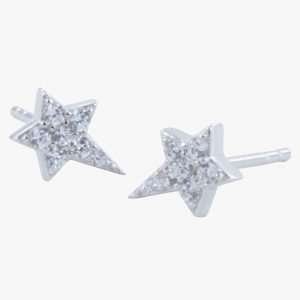 A gorgeous pair of sterling silver star stud earrings with cubic zirconia stones encrusted in them.