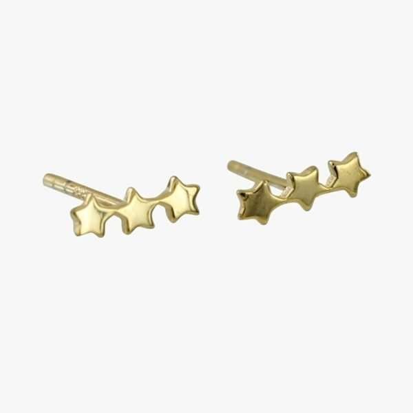 A gorgeous pair of sterling silver and gold plated triple star stud earrings.