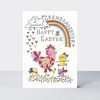 A sweet Easter card to a special Granddaughter featuring a pretty rainbow and chick design with a Happy Easter caption