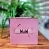 A pink mother's day card with MAM in a gold foil edges panel