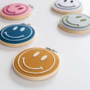 A sweet embroidery kit with a wooden embroidery hoop frame. The kit comes in mustard or navy and has step by step instructions on how to create this lovely wall hanging.