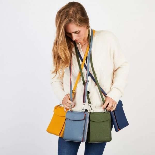 A selection of the fabulous vegan leather cross body bags with long straps and secret pockets.