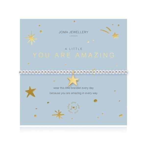 A little you are amazing silver plated joma bracelet with a gold star charm.