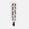 Charcoal Spot Pencil Case. A charcoal grey pencil case with white spots, a contrasting spotty lining and rose gold zip fastening with black grosgrain ribbon zip pull
