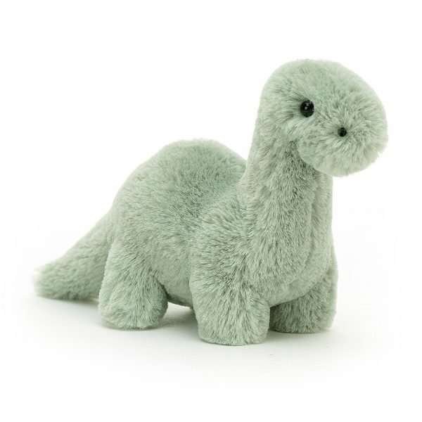 Jellycat Mini Fossily Brontosaurus. A cure soft brontosaurus soft toy in pale sage green